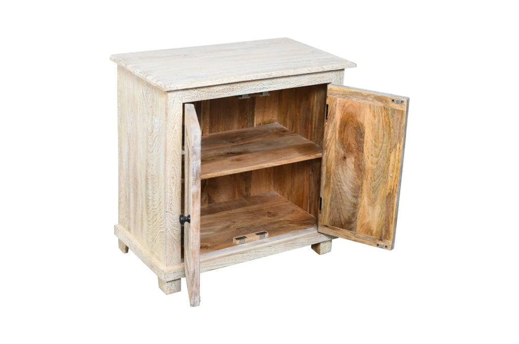 28″ Distressed White Solid Wood Nightstand With Storage — view 4