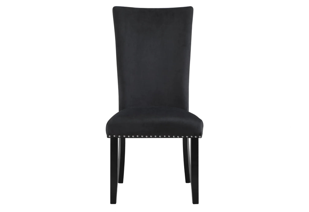 Set of Two Black Upholstered Velvet Dining Side Chairs — view 3