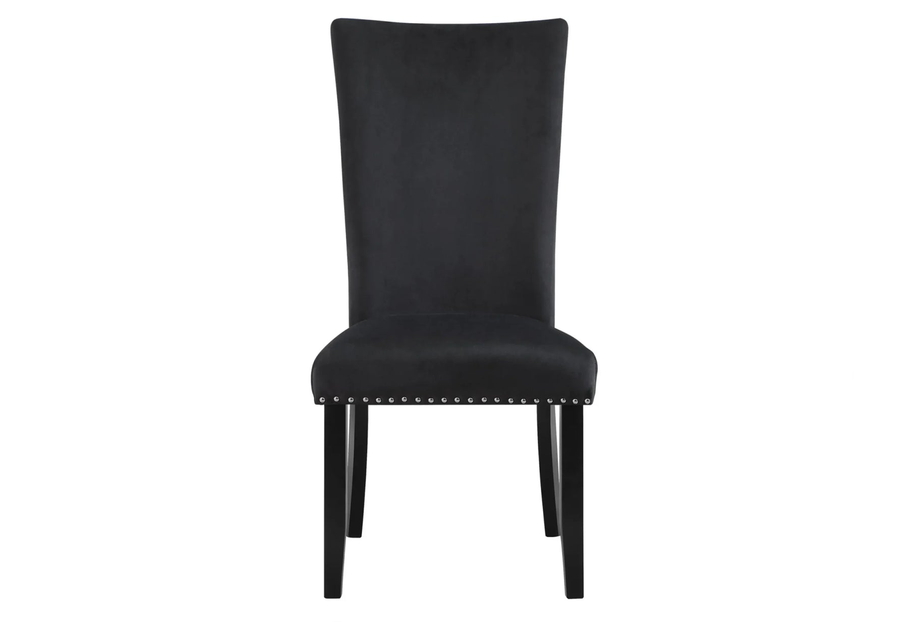 Set of Two Black Upholstered Velvet Dining Side Chairs — view 3