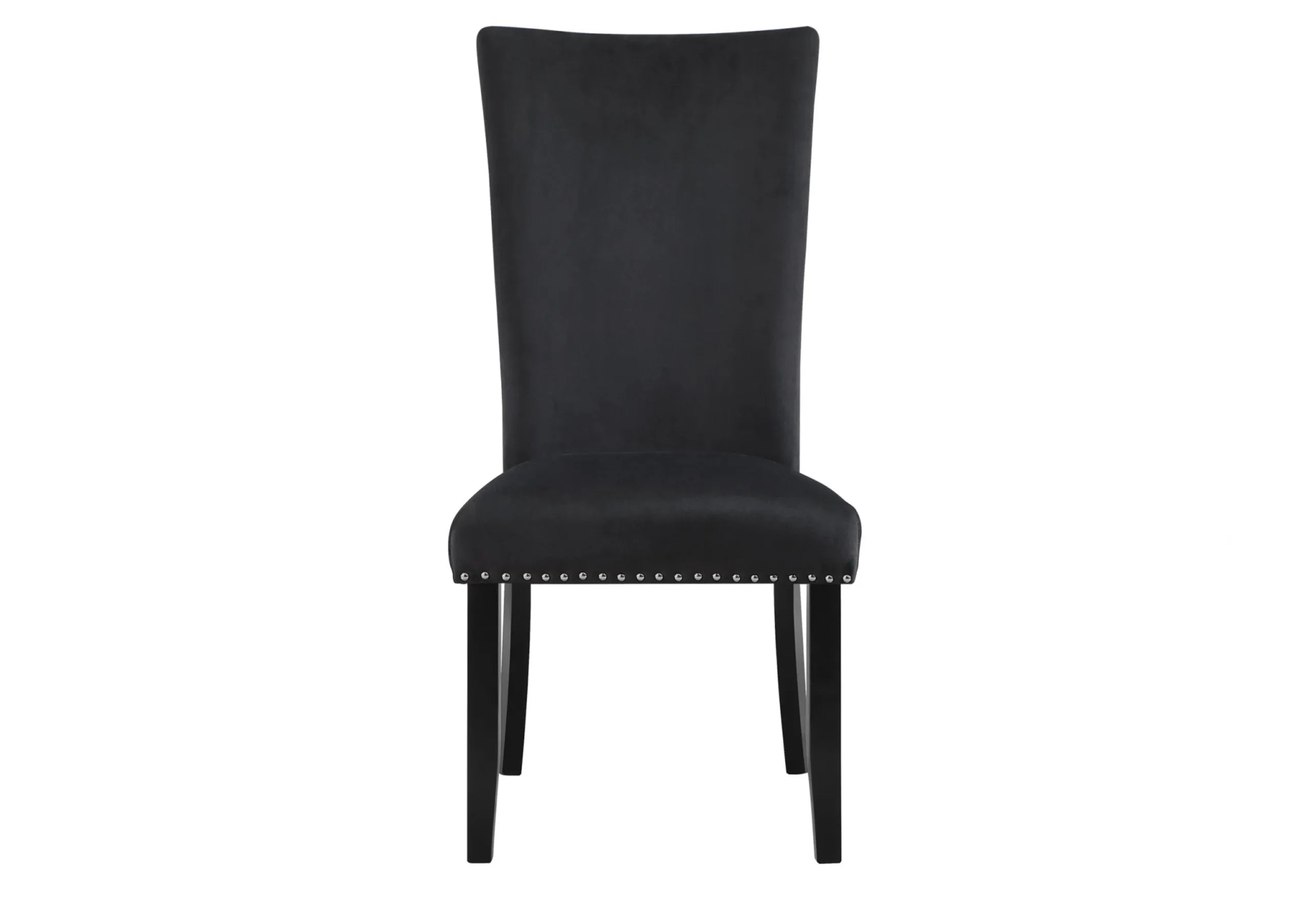 Set of Two Black Upholstered Velvet Dining Side Chairs — view 3