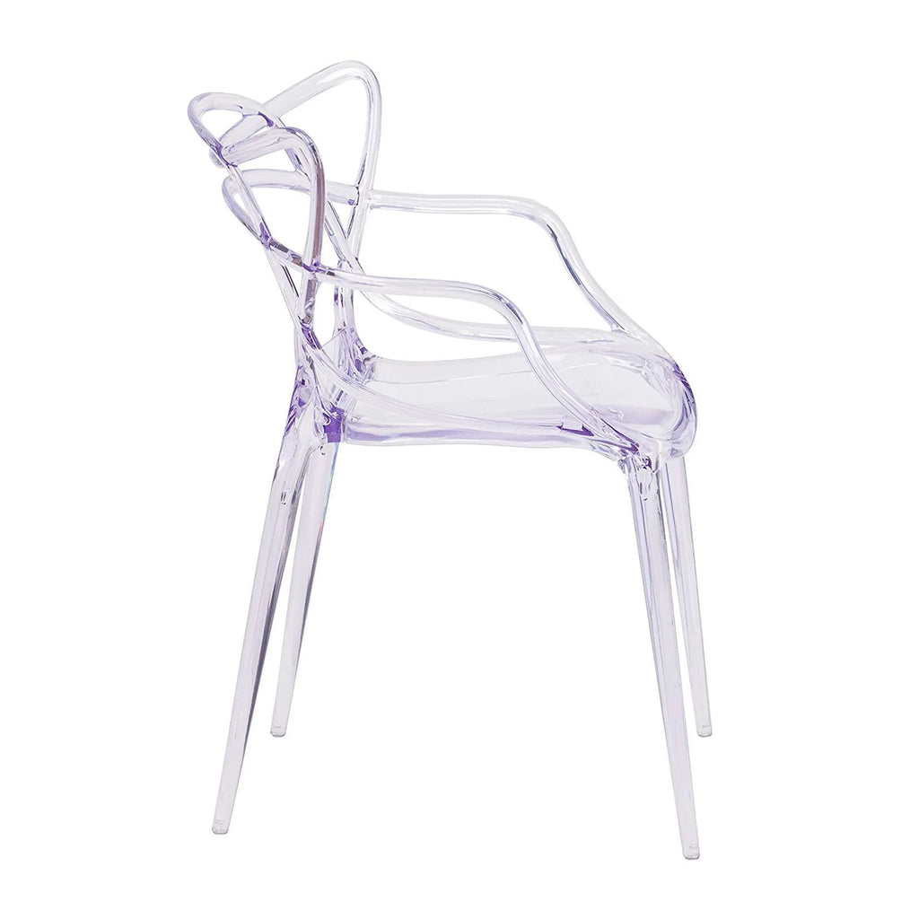 Clear Acrylic Open Back Dining Arm Chair — view 3
