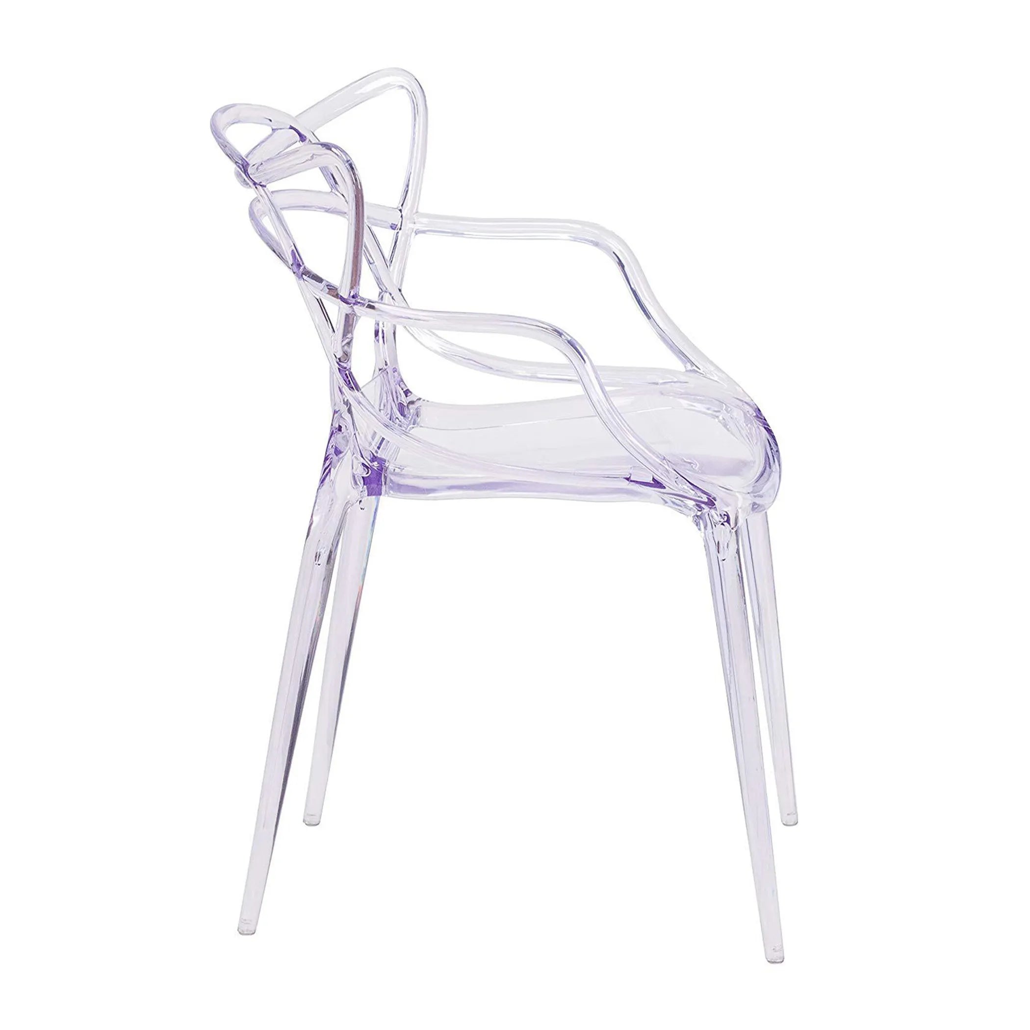 Clear Acrylic Open Back Dining Arm Chair — view 3