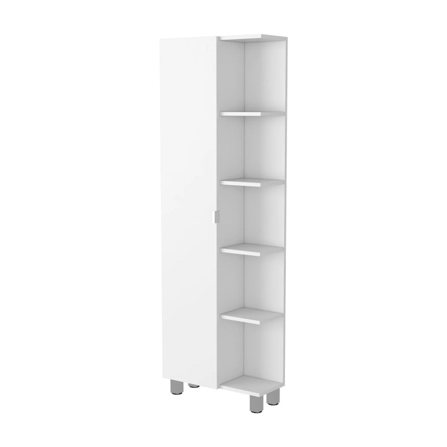20″ White Accent Cabinet With Nine Shelves