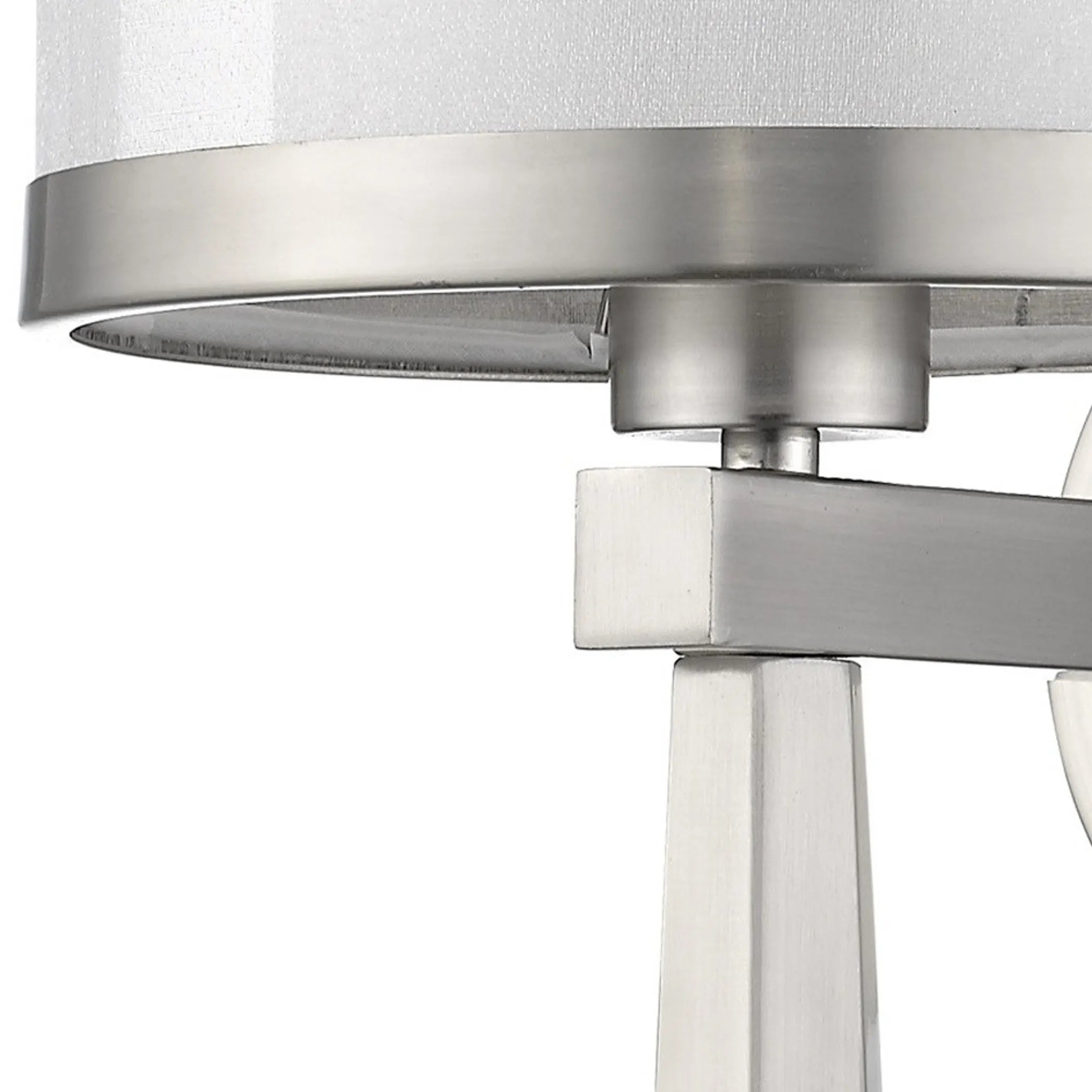 White and Silver Wall Light with Fabric Shade — view 3