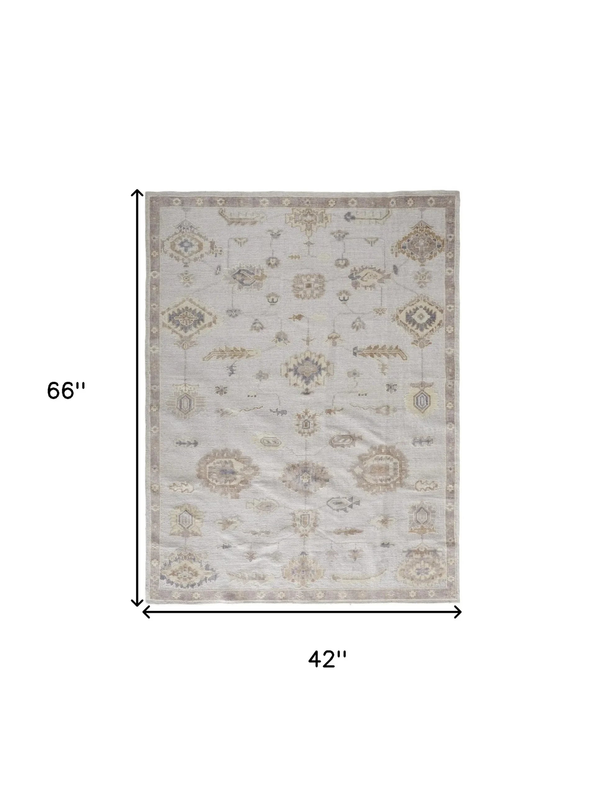 4′ X 6′ Orange and Ivory Floral Hand Knotted Area Rug — view 3