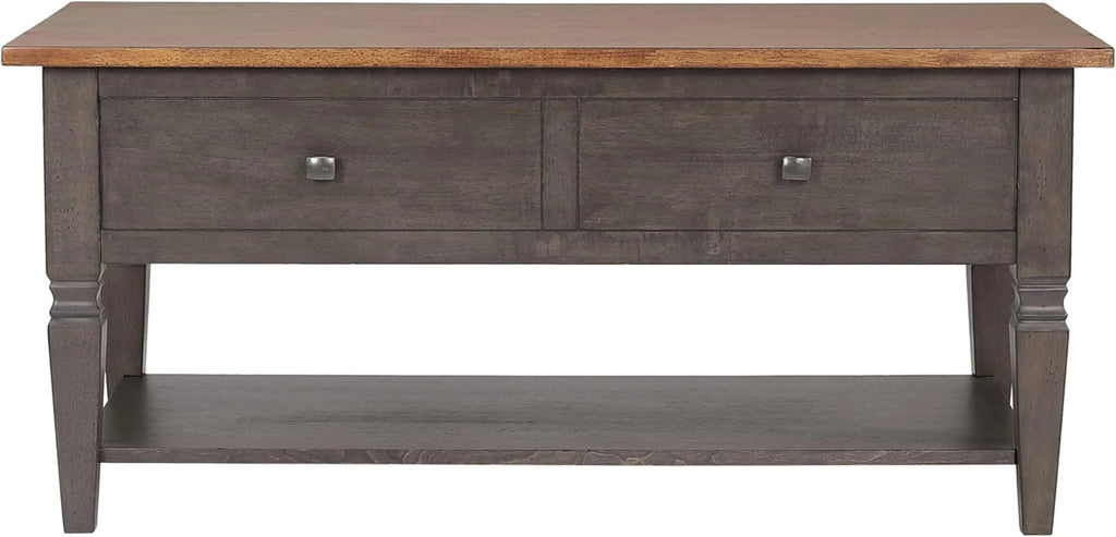 Sunset Trading Dakota 22×44 Rectangular Coffee Table with Drawers and Storage Shelf | Living Room Office Bedroom Cocktail Fu…