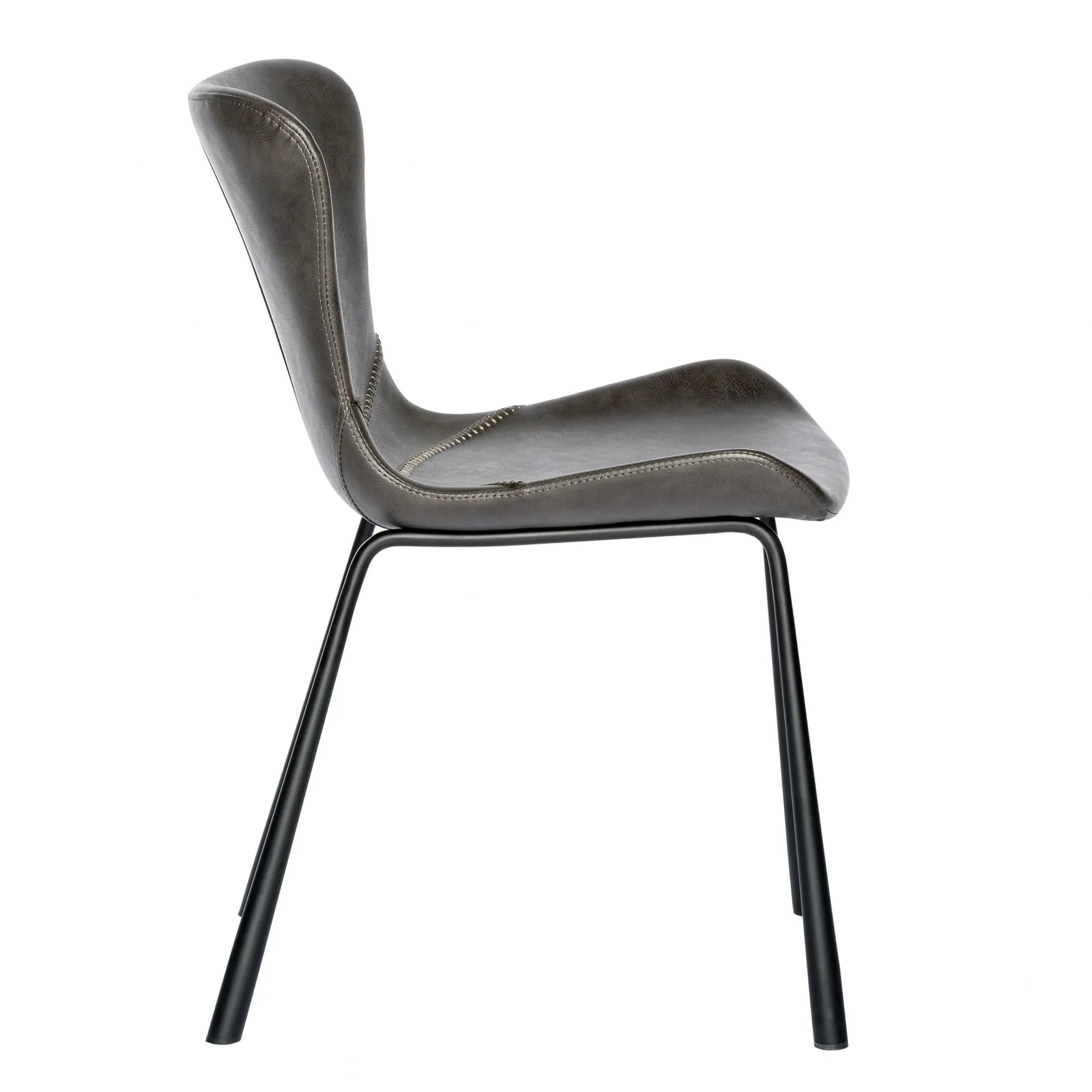 Set of Two Dark Gray Faux Faux Leather Side Chairs — view 3