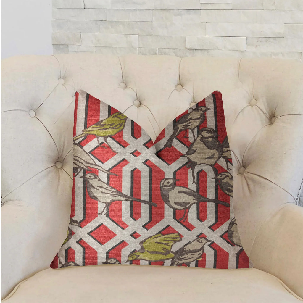 Plutus Bird Forest Multicolor Luxury Throw Pillow — view 2