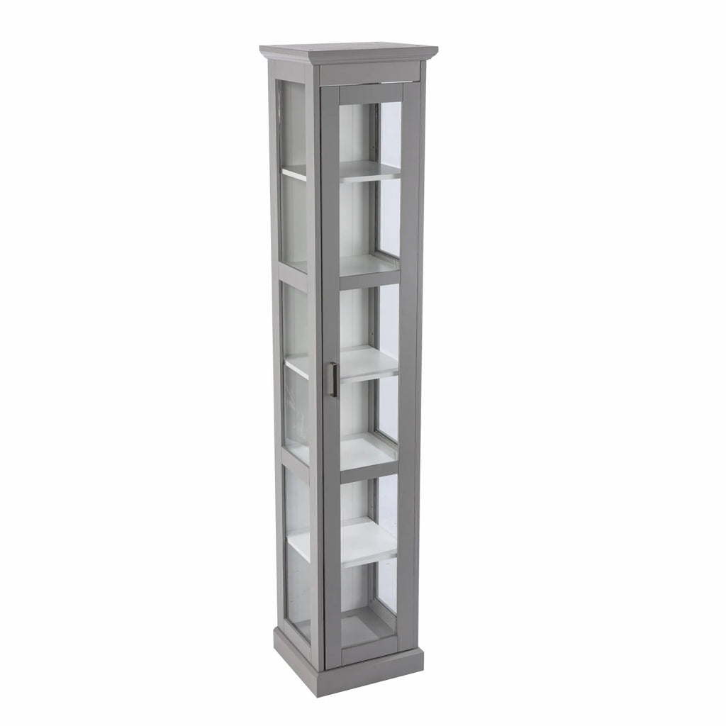 Gray Cornice Molding Curio with Glass Door — view 2