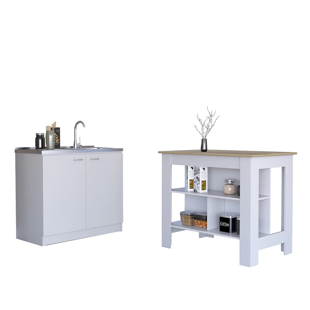 Phoenix 2 Piece Kitchen Set, Cala Kitchen Island + Napoles Utility Sink — view 2