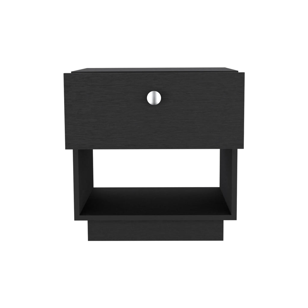 20″ Black One Drawer Faux Wood Nightstand
