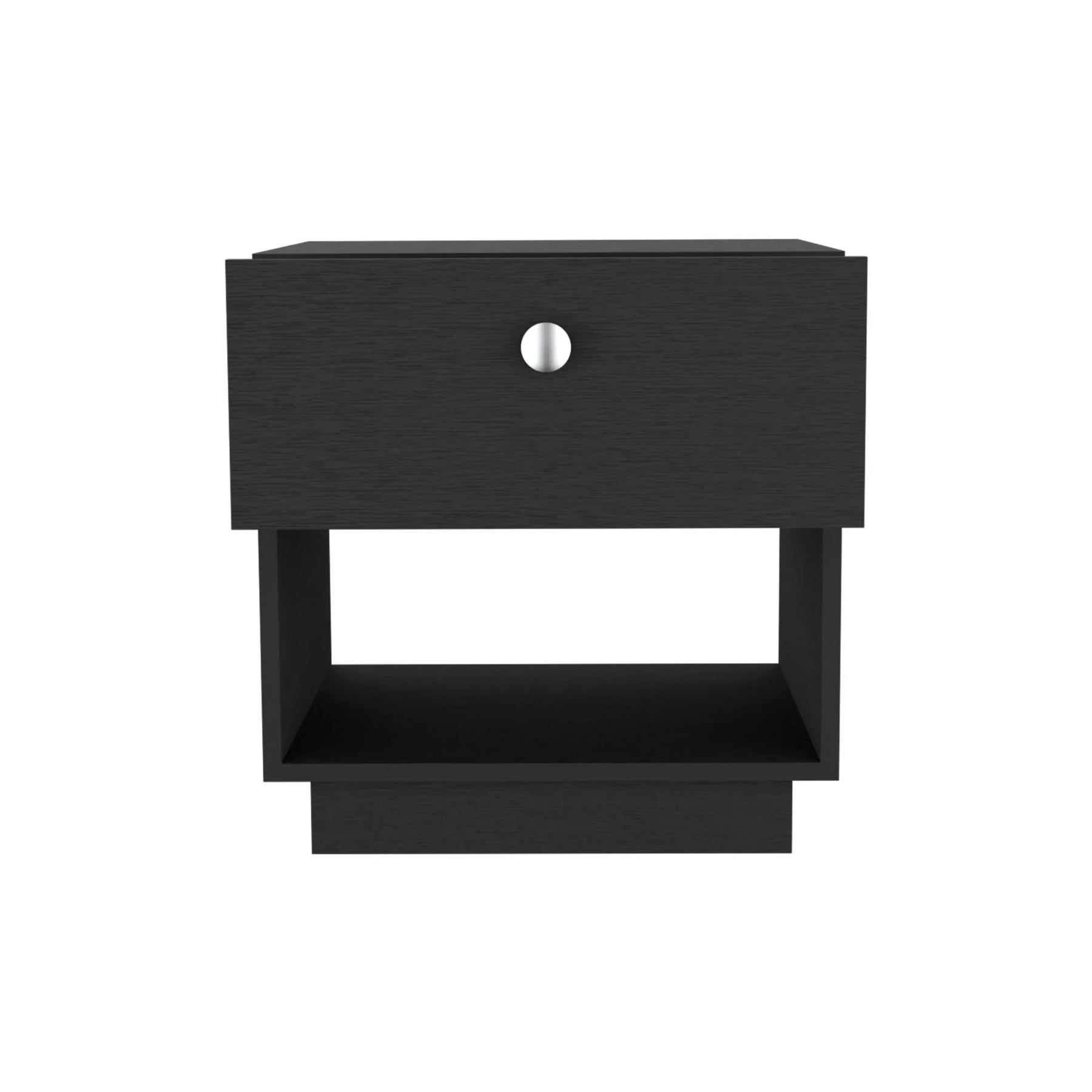 20″ Black One Drawer Faux Wood Nightstand