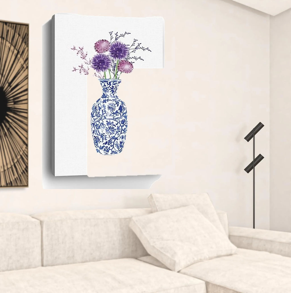48″ x 32″ Blue and White Life Floral Vase Canvas Wall Art — view 3