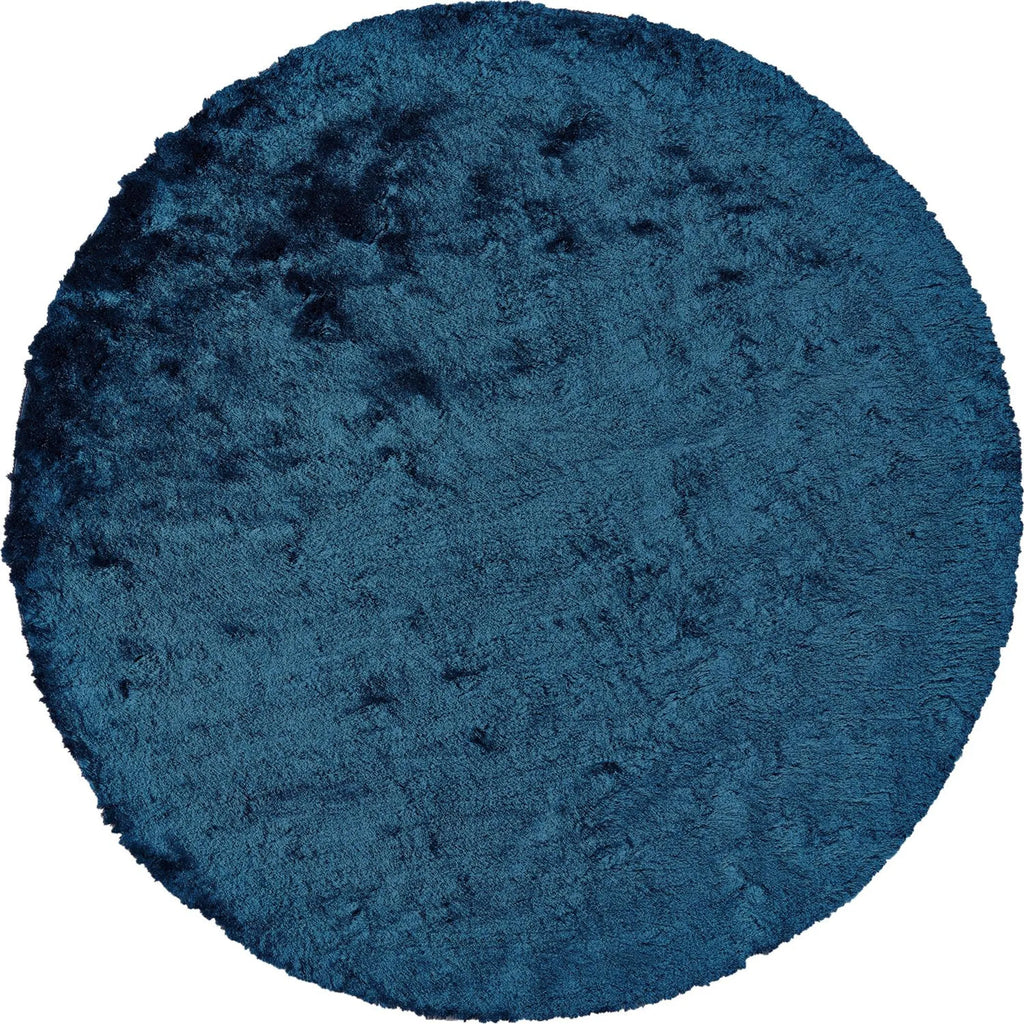 8′ Blue And Green Round Shag Tufted Handmade Area Rug — view 2