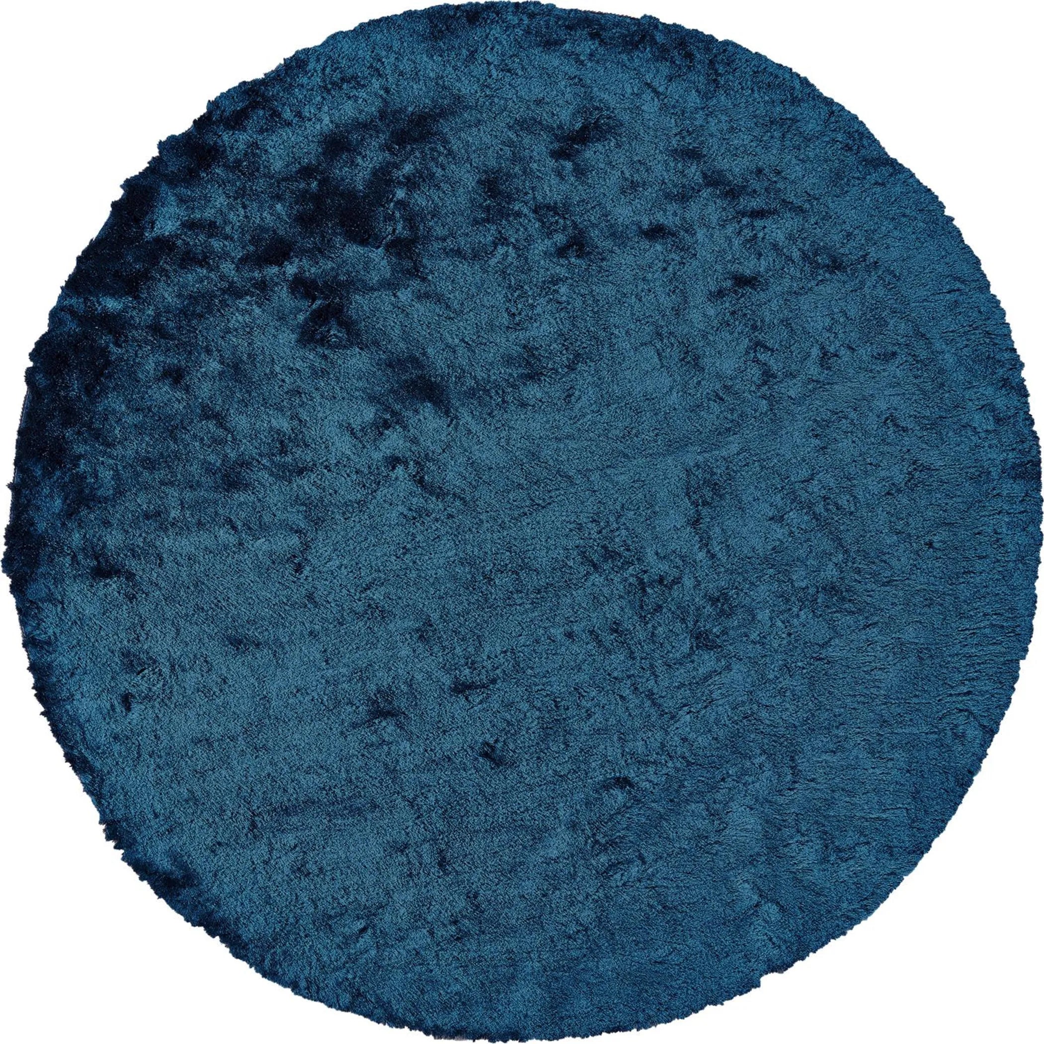 8′ Blue And Green Round Shag Tufted Handmade Area Rug — view 2