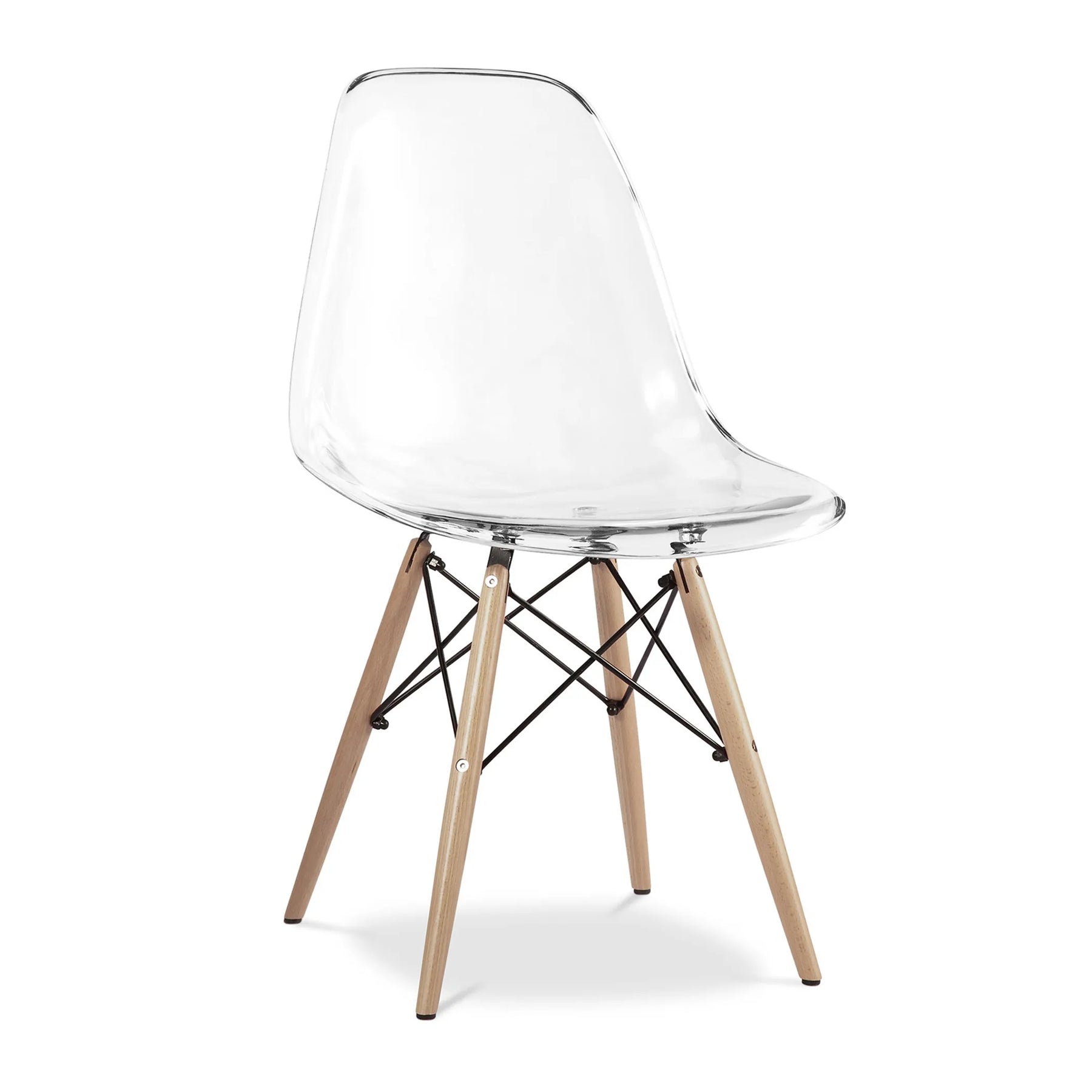 Clear And Natural Heavy Duty Plastic And Wood Dining Side Chair — view 3