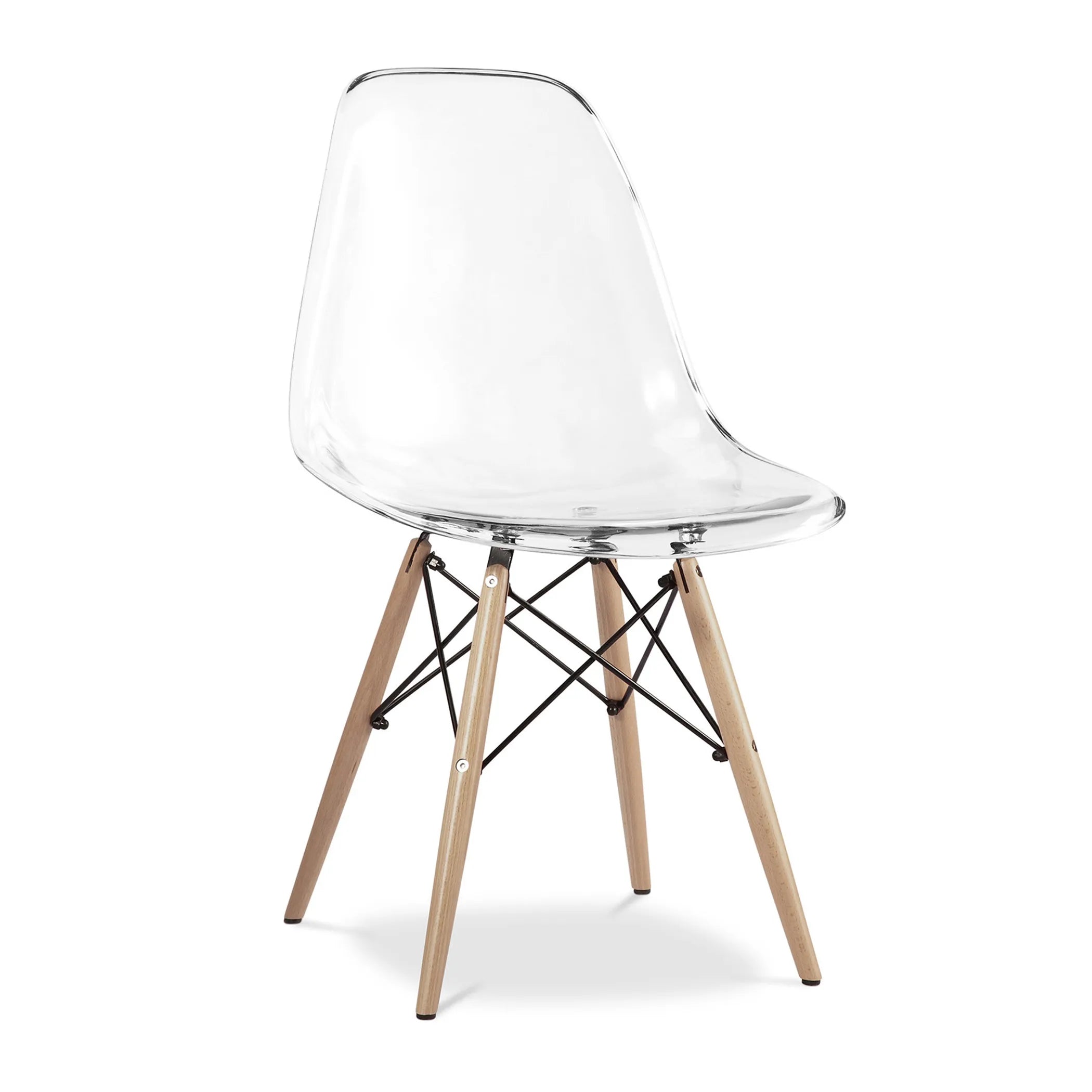 Clear And Natural Heavy Duty Plastic And Wood Dining Side Chair — view 3