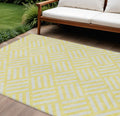 9′ X 12′ Yellow And Ivory Geometric Washable Indoor Outdoor Area Rug