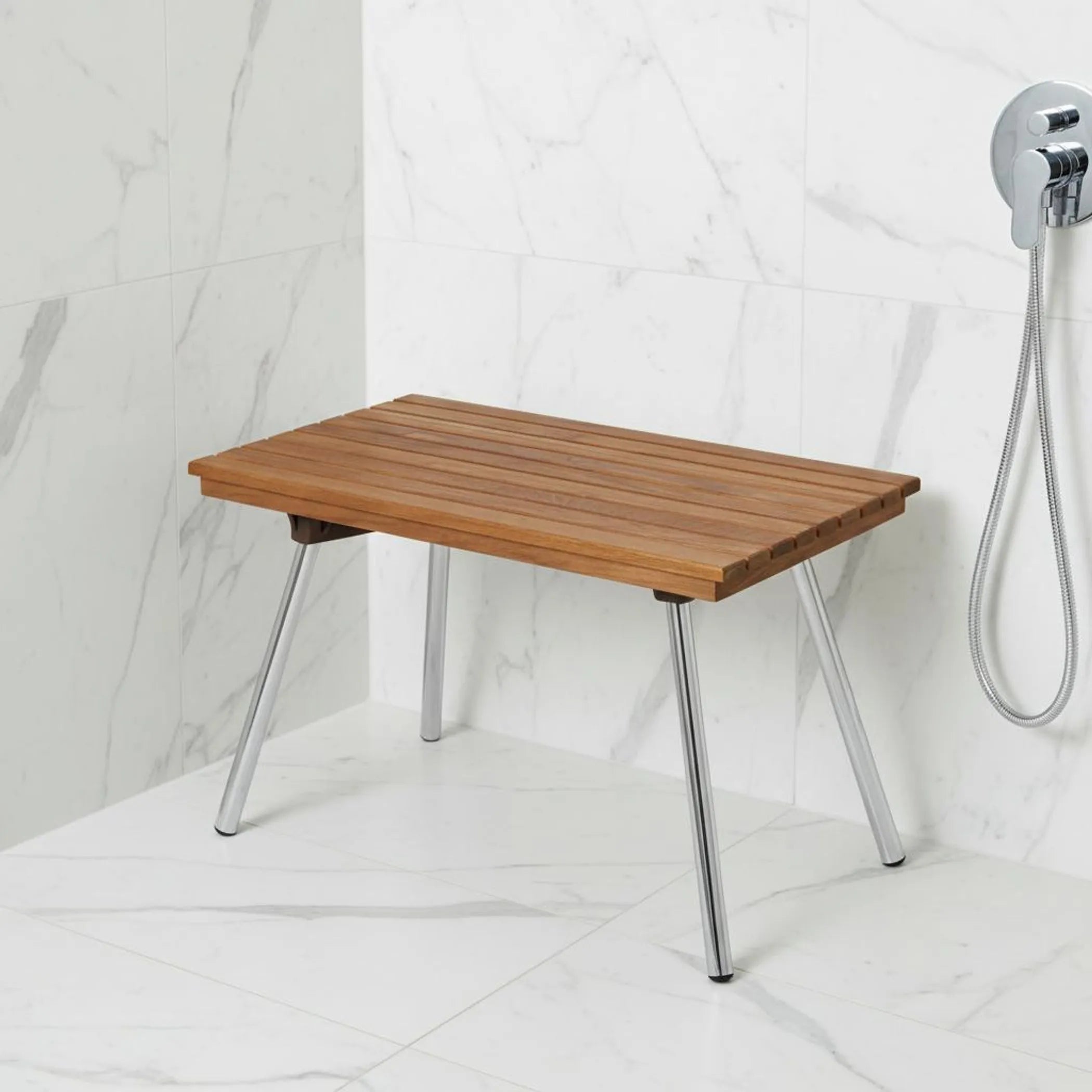 16″ X 25″ Brown Teak Rectangular Shower Bench
