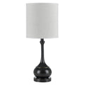 25″ Bronze Metal Table Lamp With Beige Drum Shade