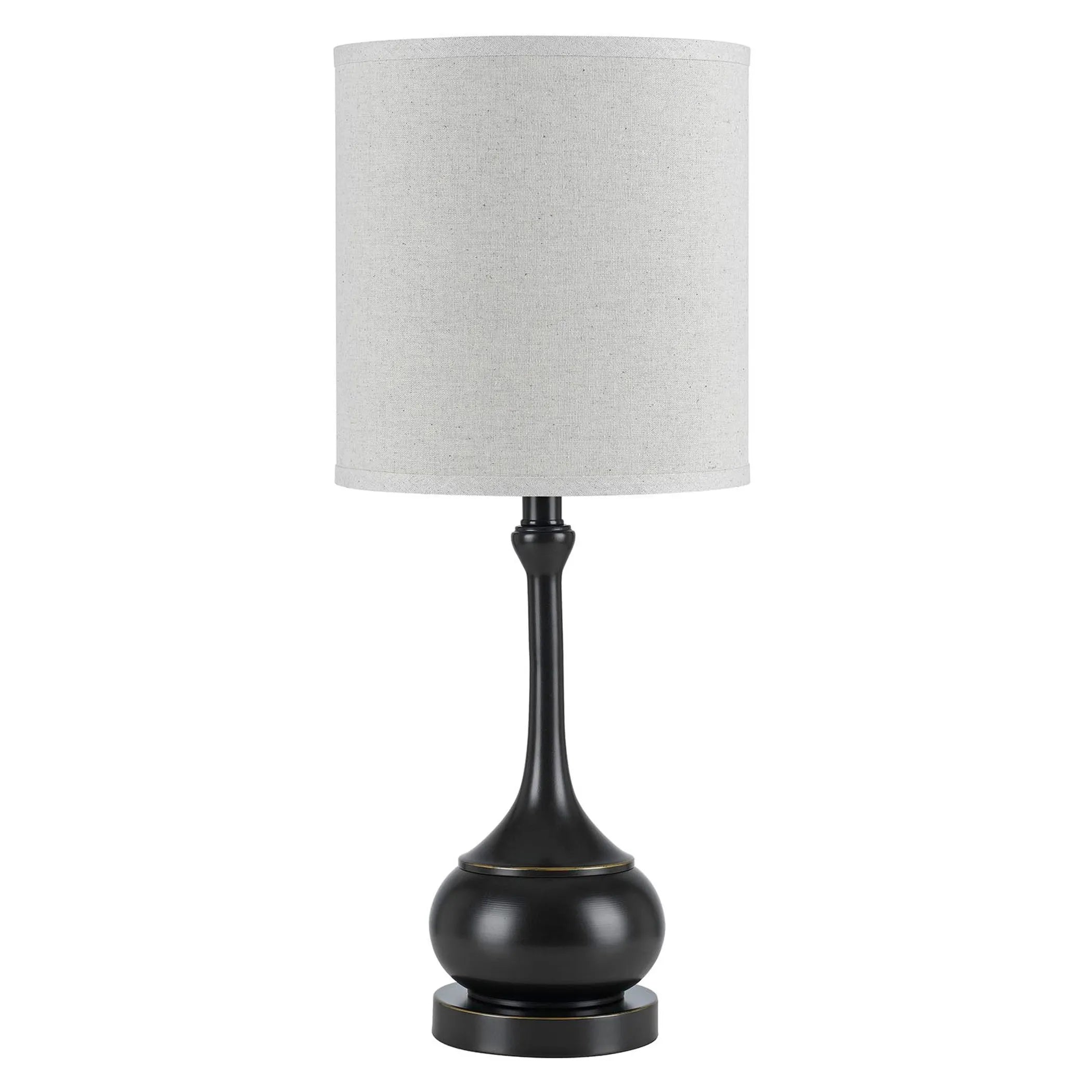 25″ Bronze Metal Table Lamp With Beige Drum Shade