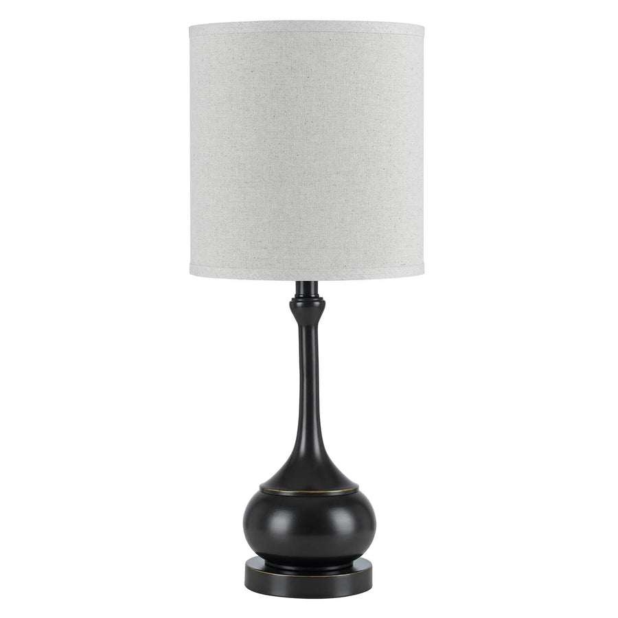 25″ Bronze Metal Table Lamp With Beige Drum Shade
