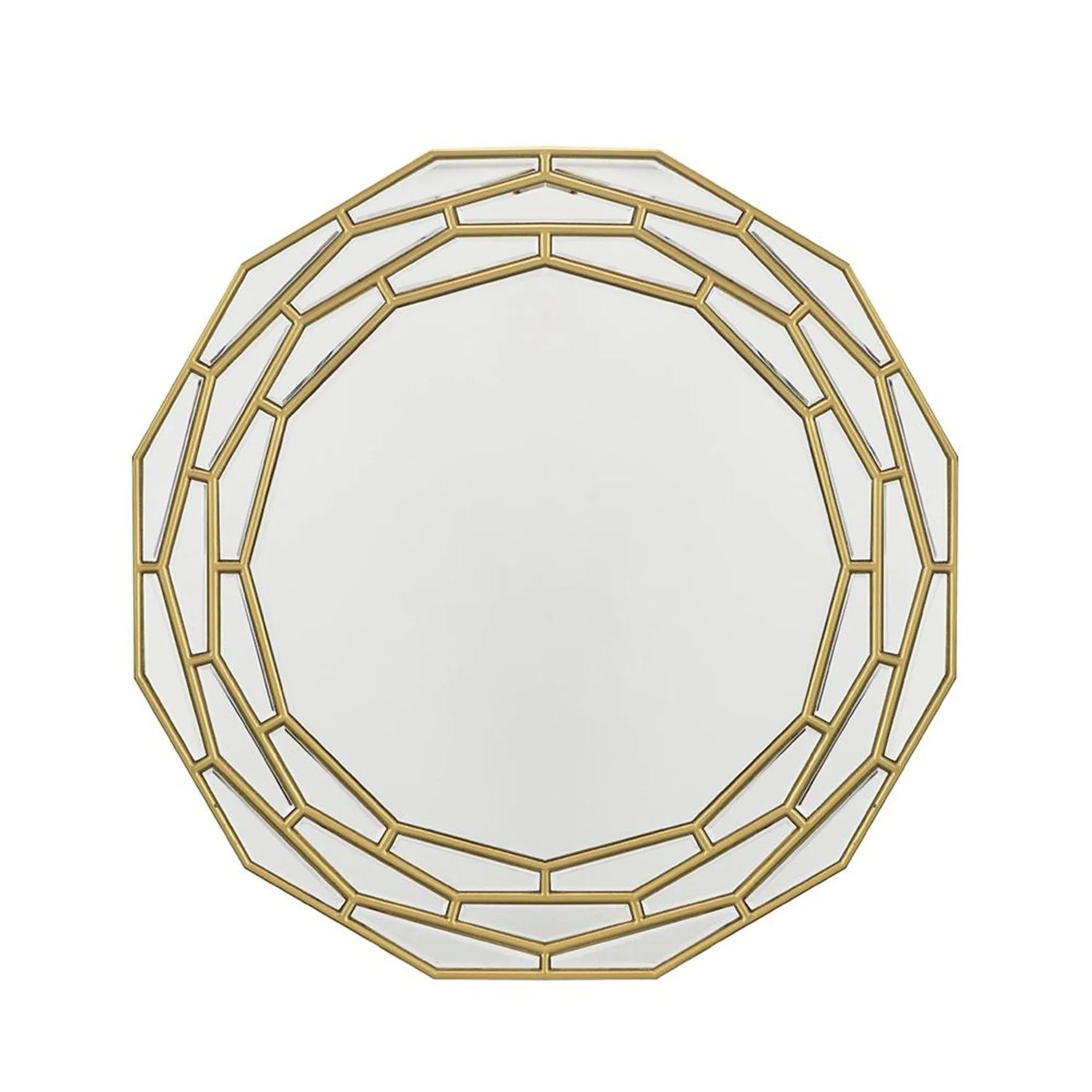 35″ Gold Round Framed Accent Mirror
