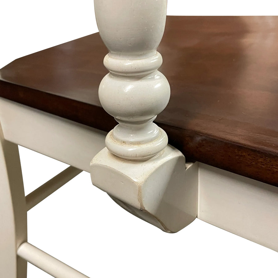 Sunset Trading Andrews Napoleon Dining Chair with Arms | Two Tone Antique White Chestnut Brown Solid Wood | Set of 2 — view 2