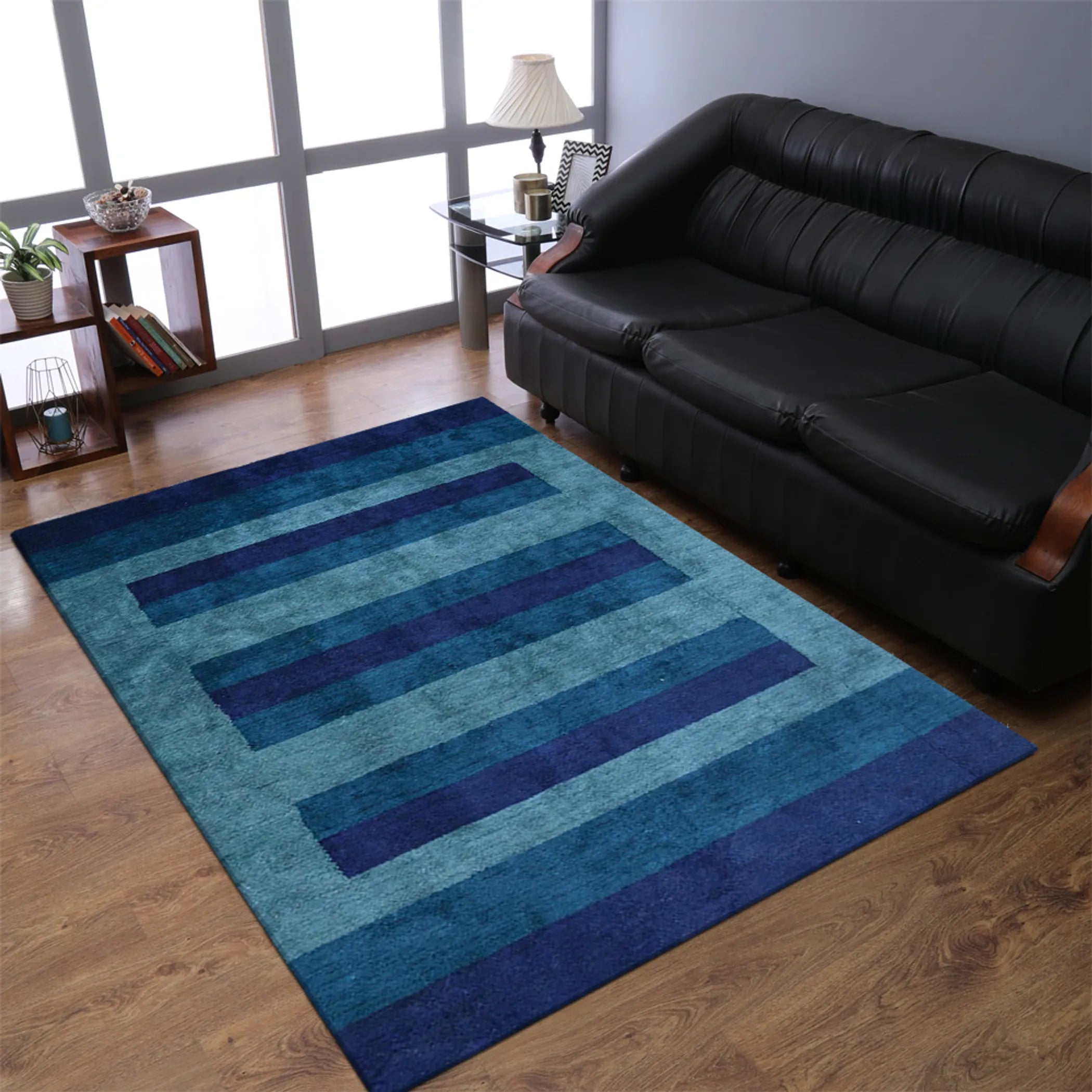 Rugsotic Carpets Hand Knotted Loom Silk Mix Area Rug Contemporary