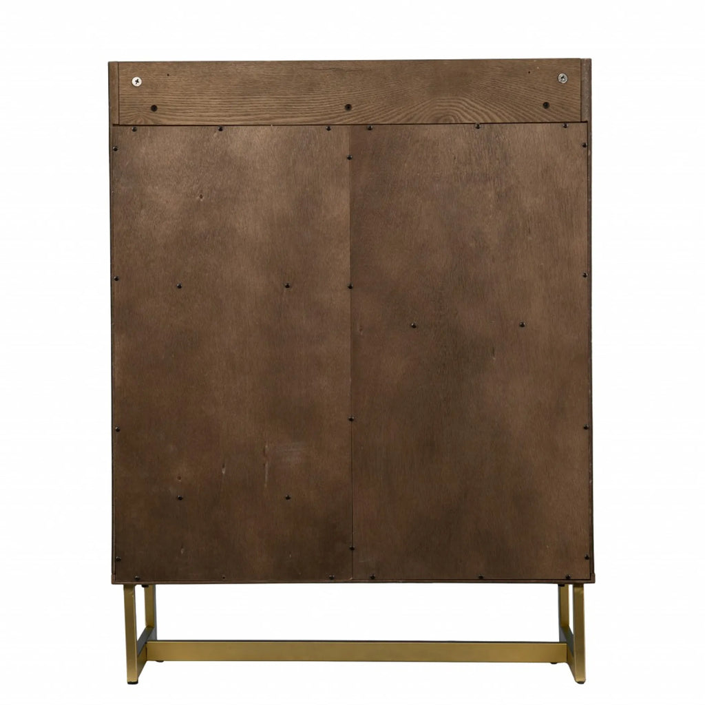 Retro Gold Natural and Faux Marble Wine Cabinet — view 4