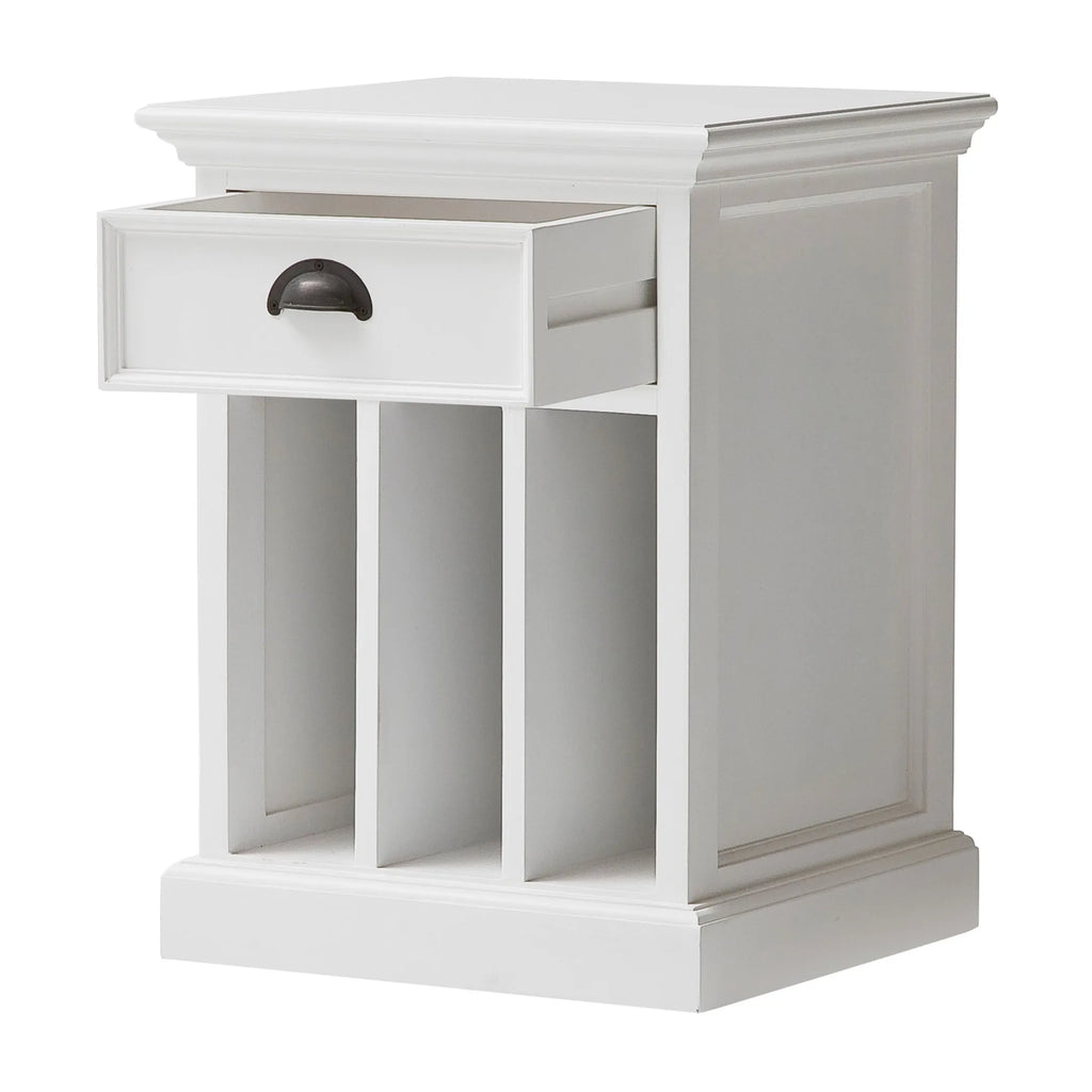 Classic White Nightstand With Dividers — view 3
