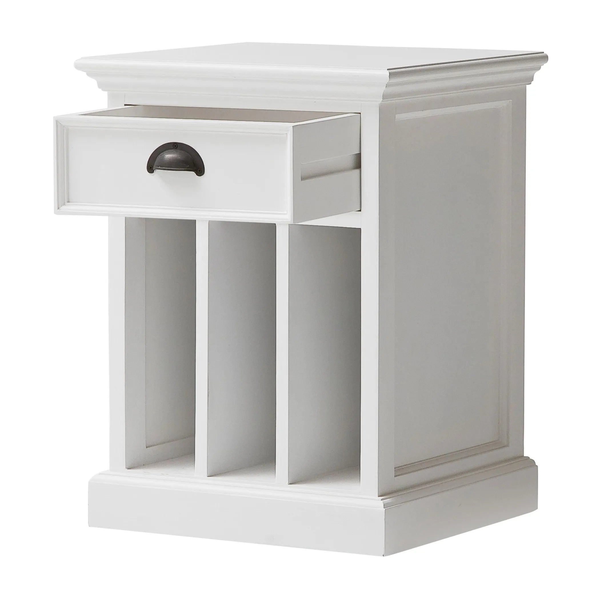 Classic White Nightstand With Dividers — view 3