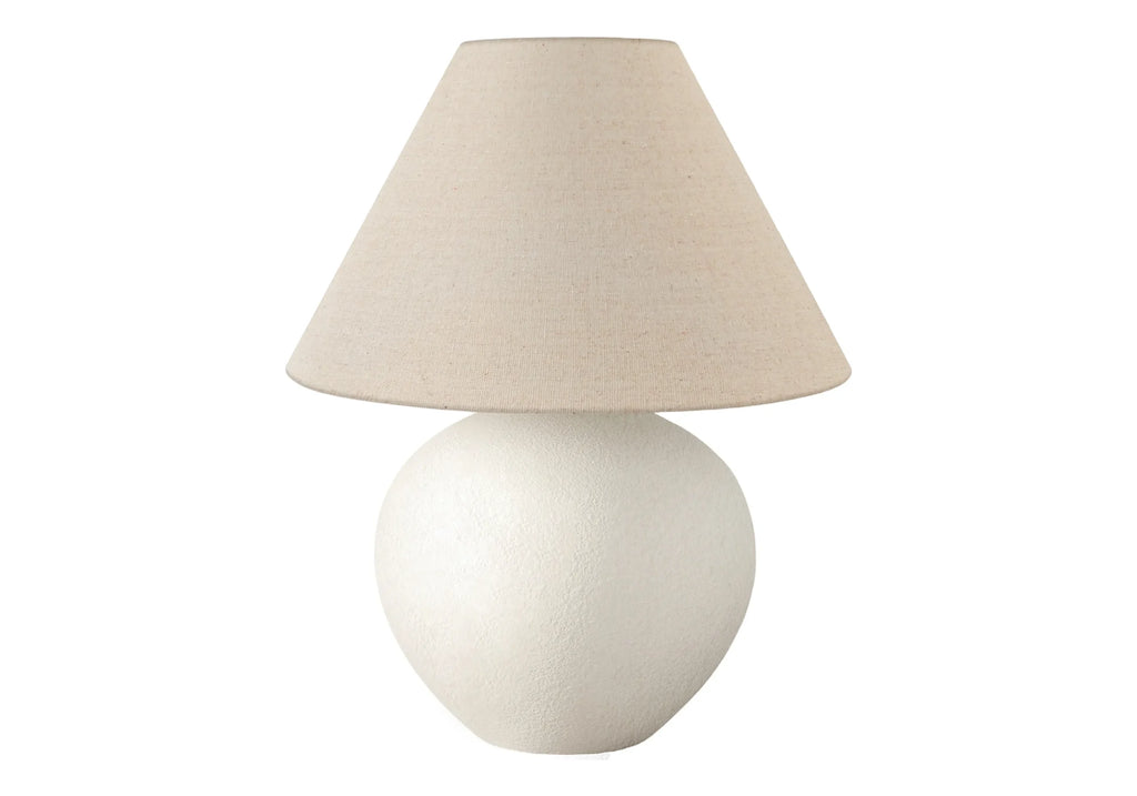 16″ Cream Ceramic Round Table Lamp With Cream Empire Shade