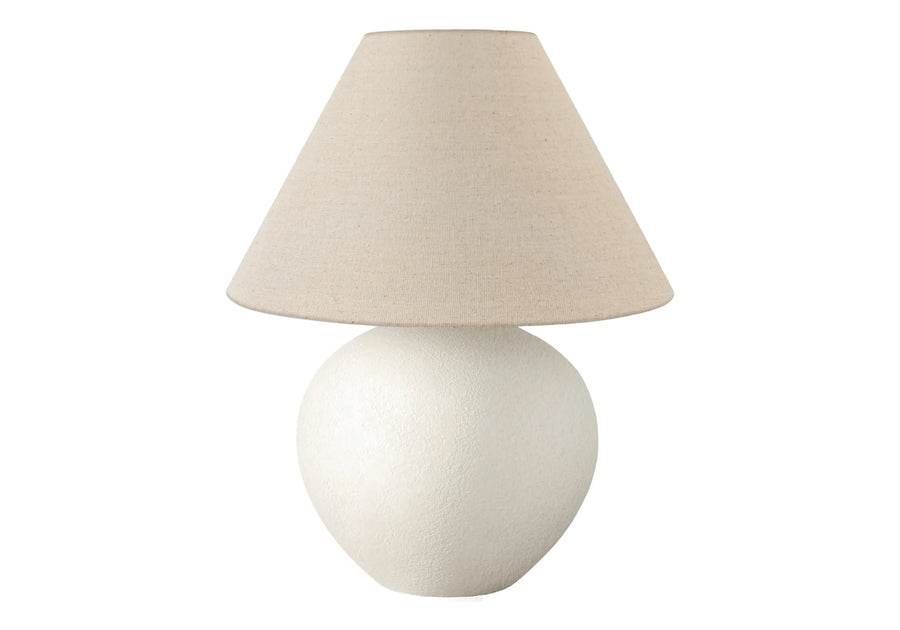16″ Cream Ceramic Round Table Lamp With Cream Empire Shade