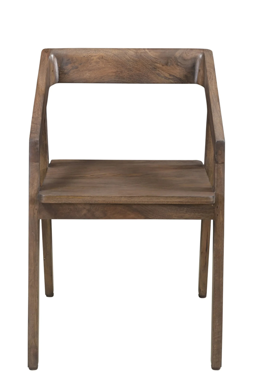 Dark Brown Solid Wood Open Back Dining Arm Chair — view 3