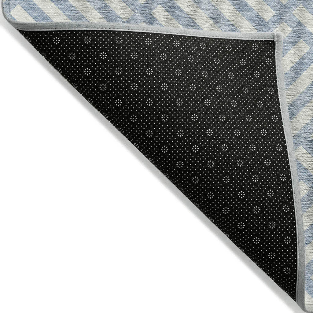 9′ X 12′ Sky Blue And Ivory Geometric Washable Indoor Outdoor Area Rug — view 4