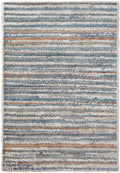 5′ X 8′ Ivory Blue And Orange Striped Power Loom Stain Resistant Area Rug