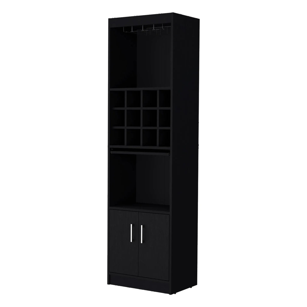 71″ Black Wood Bar Cabinet With Two Doors — view 2
