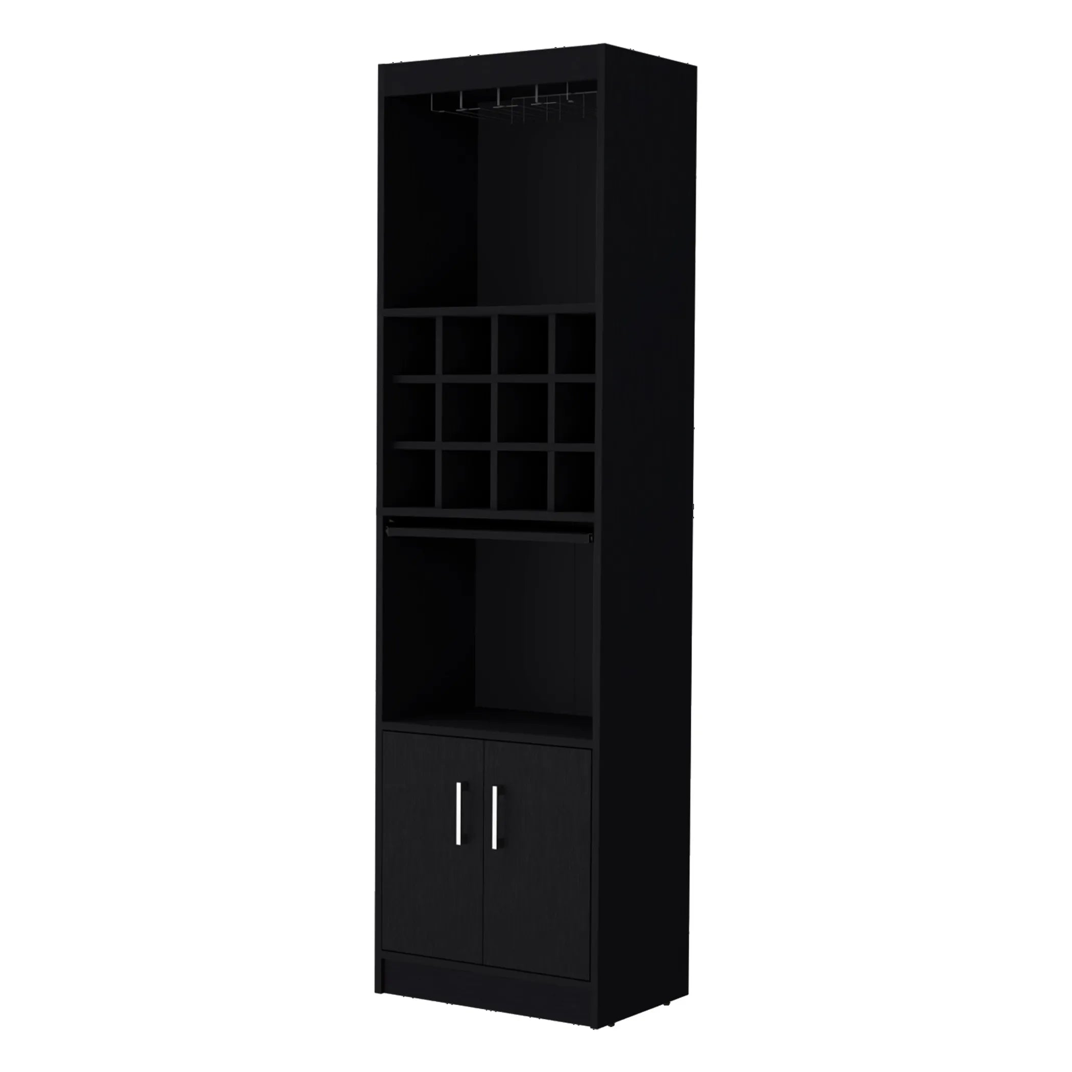 71″ Black Wood Bar Cabinet With Two Doors — view 2