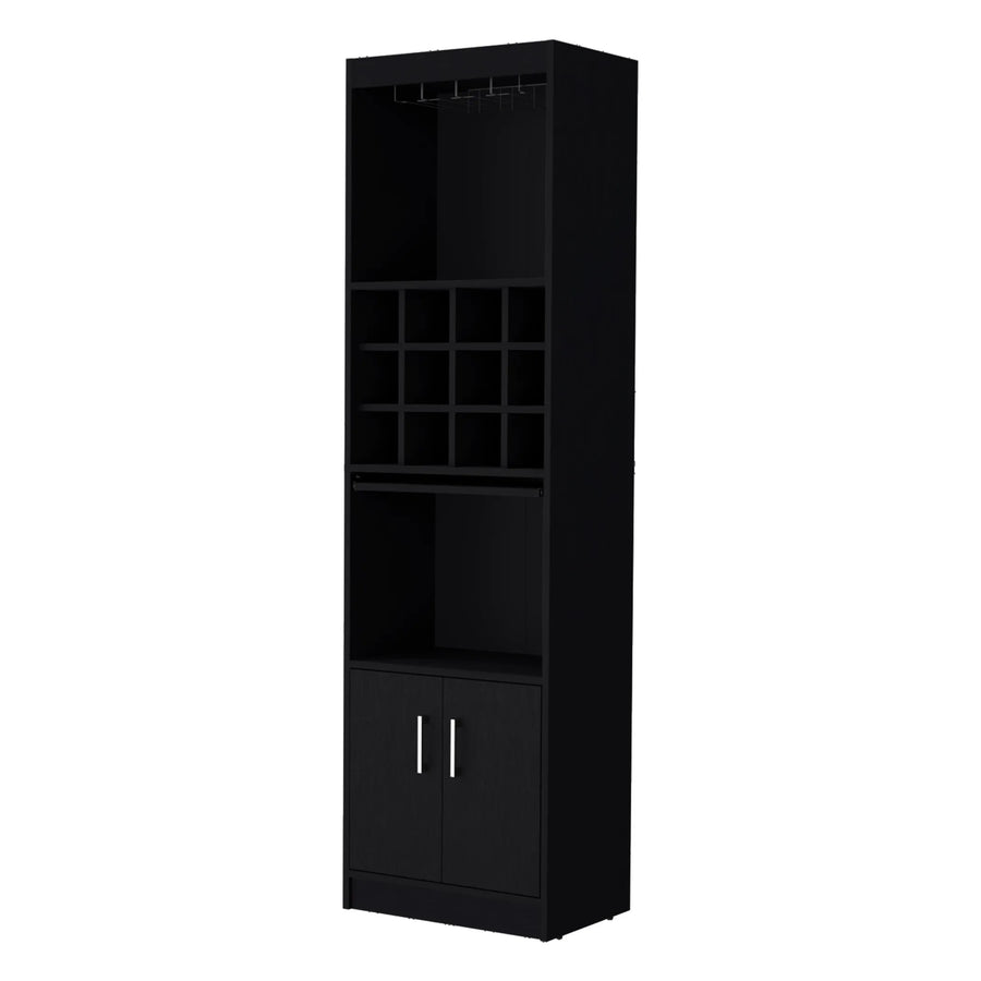 71″ Black Wood Bar Cabinet With Two Doors — view 2
