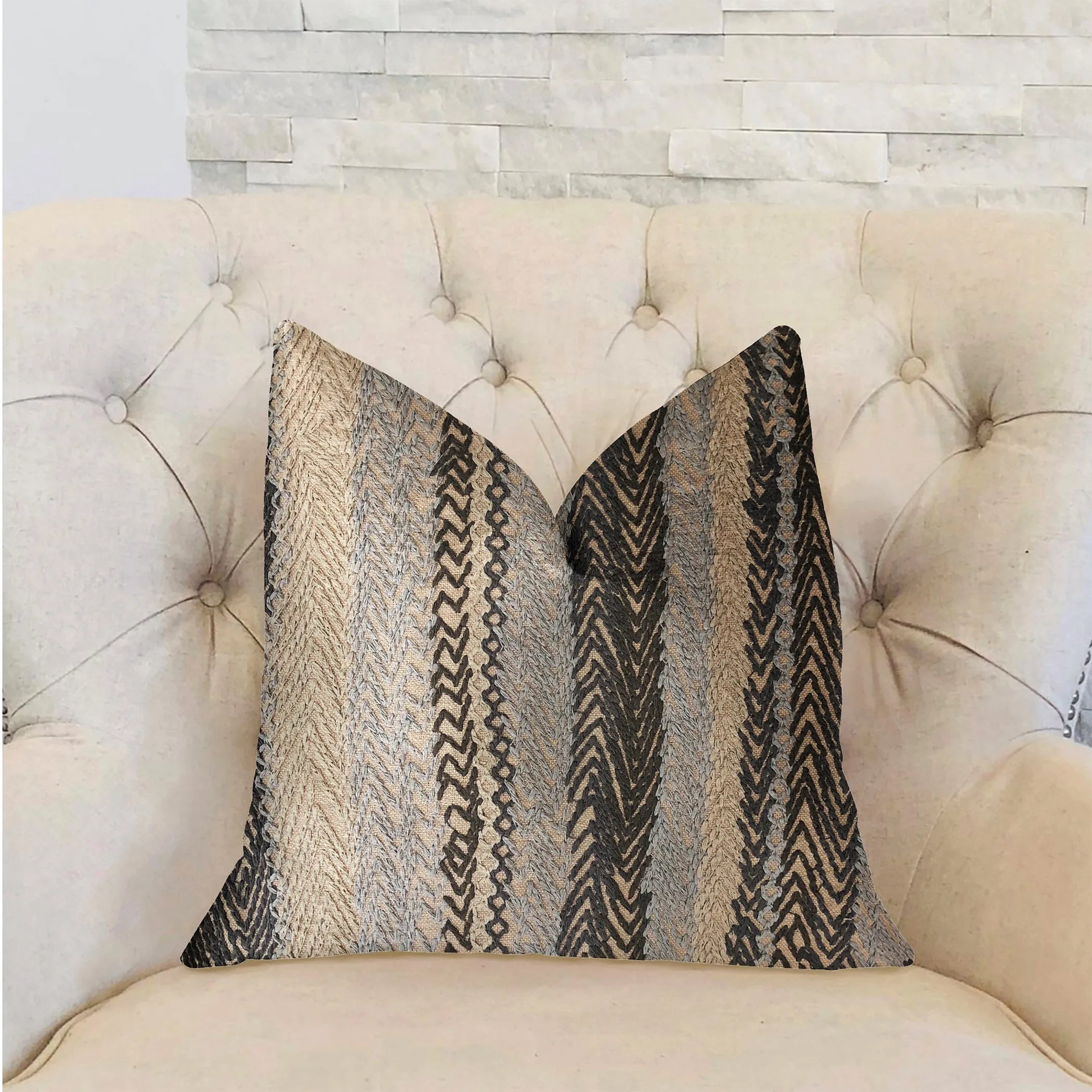 Plutus Grey Horizon Blue and Gray Luxury Throw Pillow — view 2