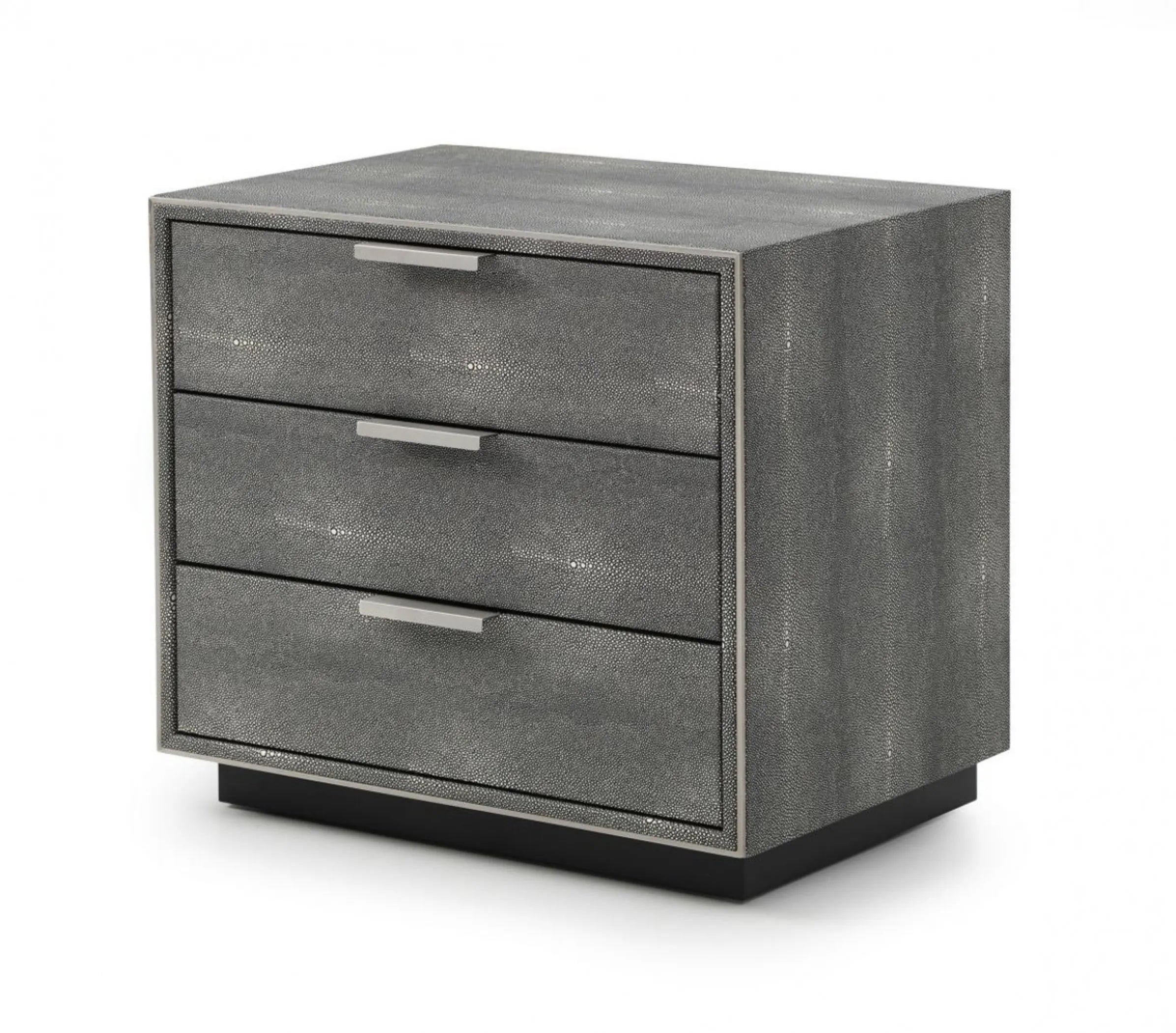 22″ Gray Shagreen Three Drawer Nightstand