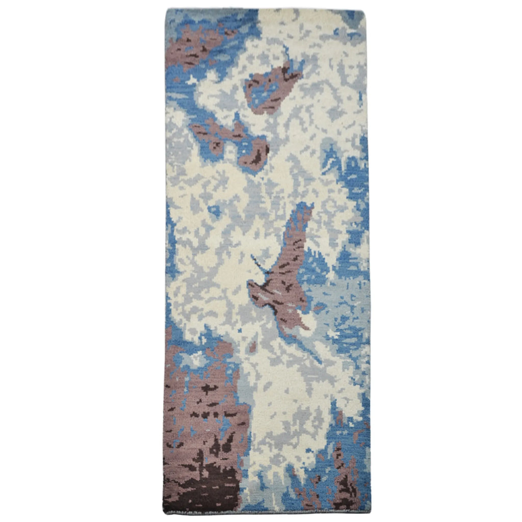 Rugsotic Carpets Hand Knotted Wool 2’6”x10′ Runner Area Rug Abstract — view 2