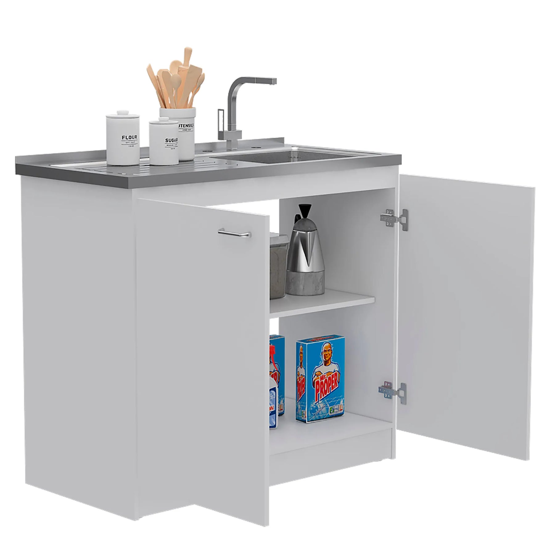 Covelo 2 Piece Kitchen Set, White / Light Oak — view 4