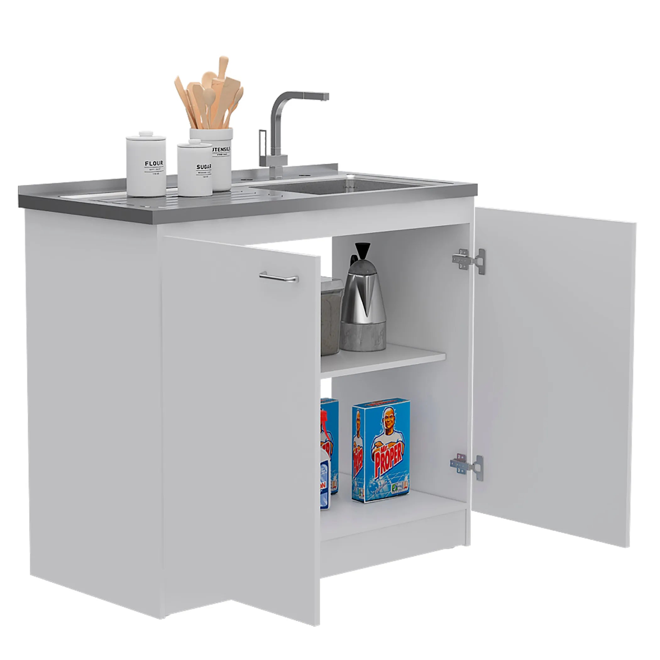 Covelo 2 Piece Kitchen Set, White / Light Oak — view 4