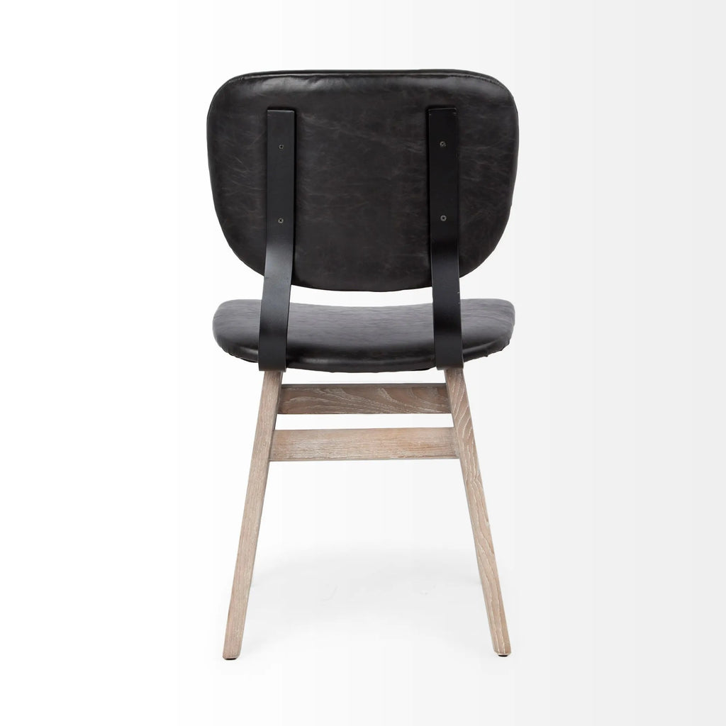 Set Of Two Black And Brown Upholstered Faux leather Open Back Side Chairs — view 4