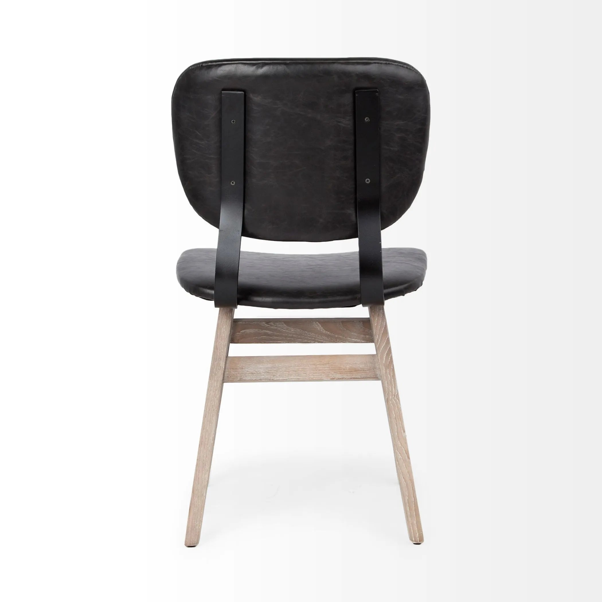 Set Of Two Black And Brown Upholstered Faux leather Open Back Side Chairs — view 4