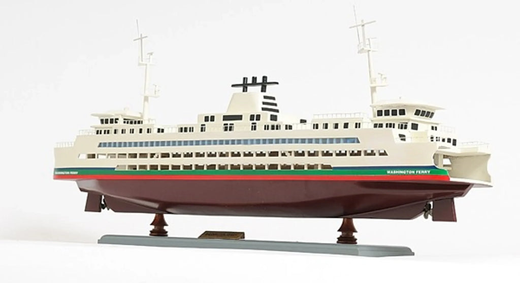 11″ Brown and White Washington Ferry Boat Hand Painted Decorative Boat — view 3