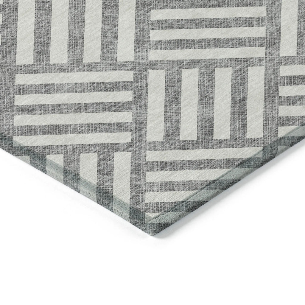 10′ X 14′ Gray And Ivory Geometric Washable Indoor Outdoor Area Rug — view 4