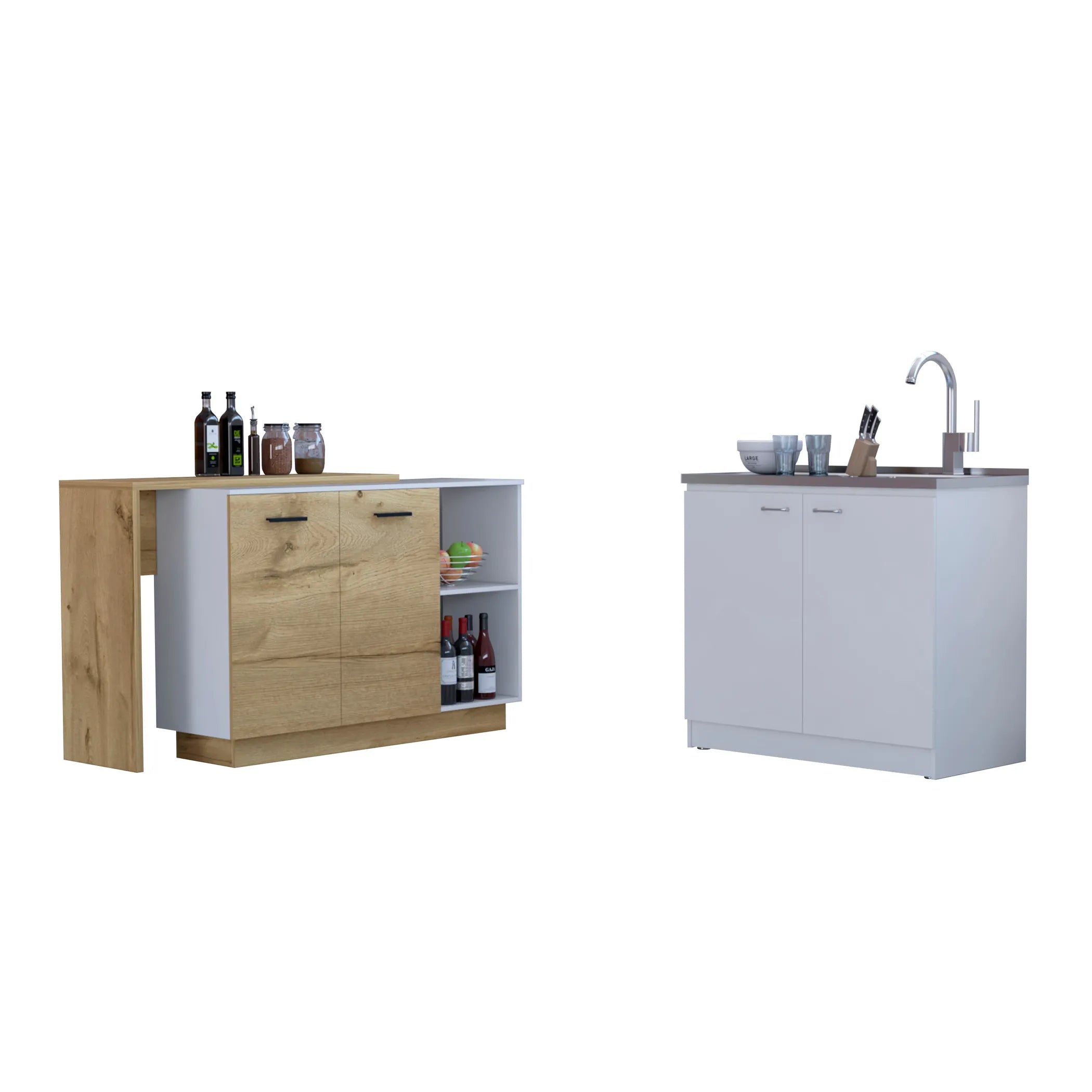Memphis 2 Piece Kitchen Set, Sicilia Kitchen Island + Napoles Utility Sink — view 2